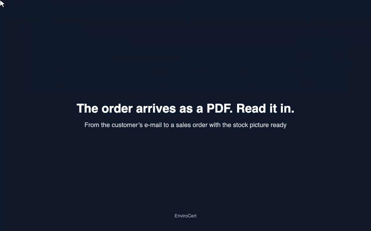 The order arrives as a PDF. Read it in.
