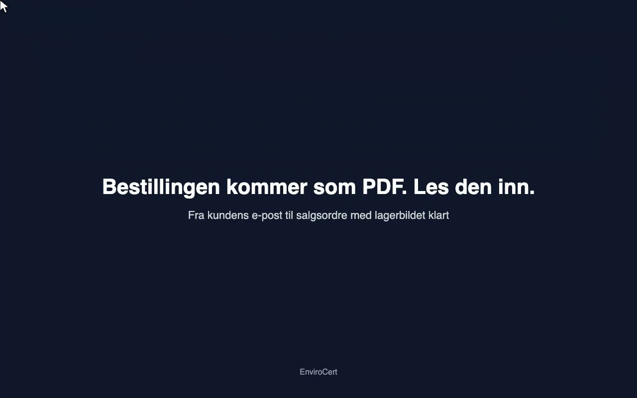 Bestillingen kommer som PDF. Les den inn.