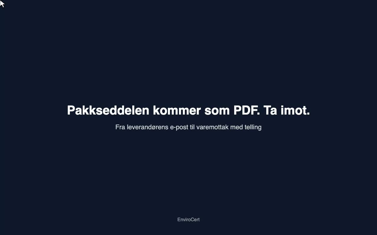 Pakkseddelen kommer som PDF. Ta imot.