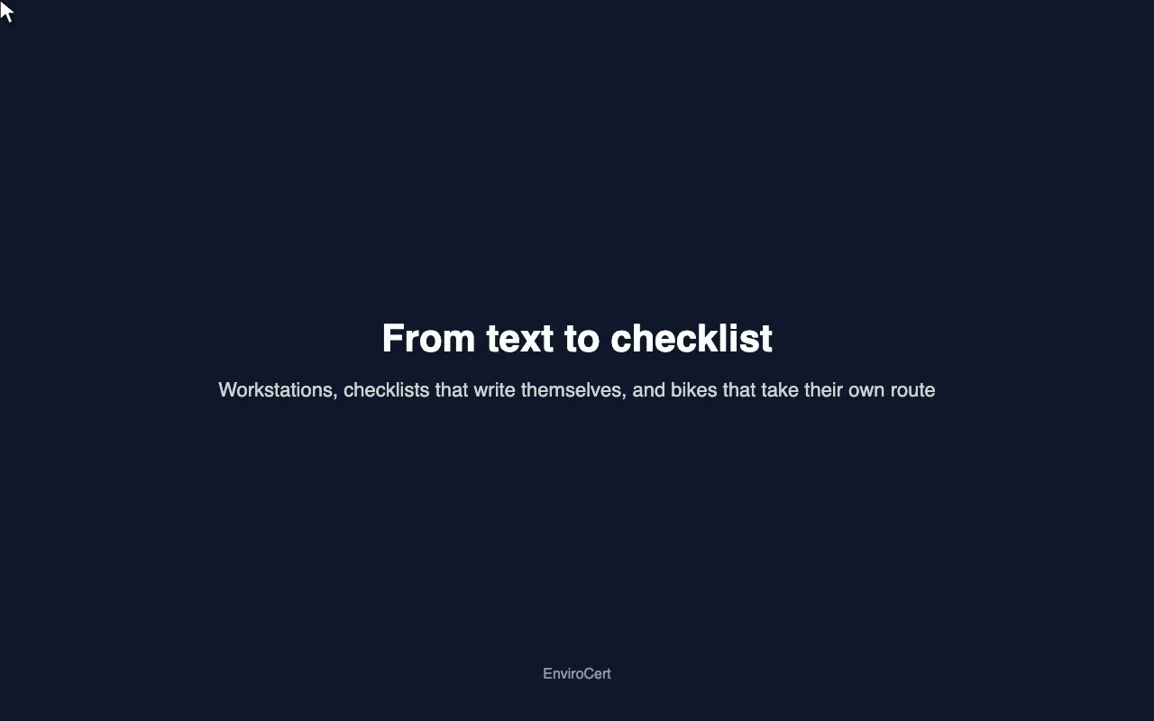 From text to checklist: workstations, AI-made checklists and bikes that take their own route