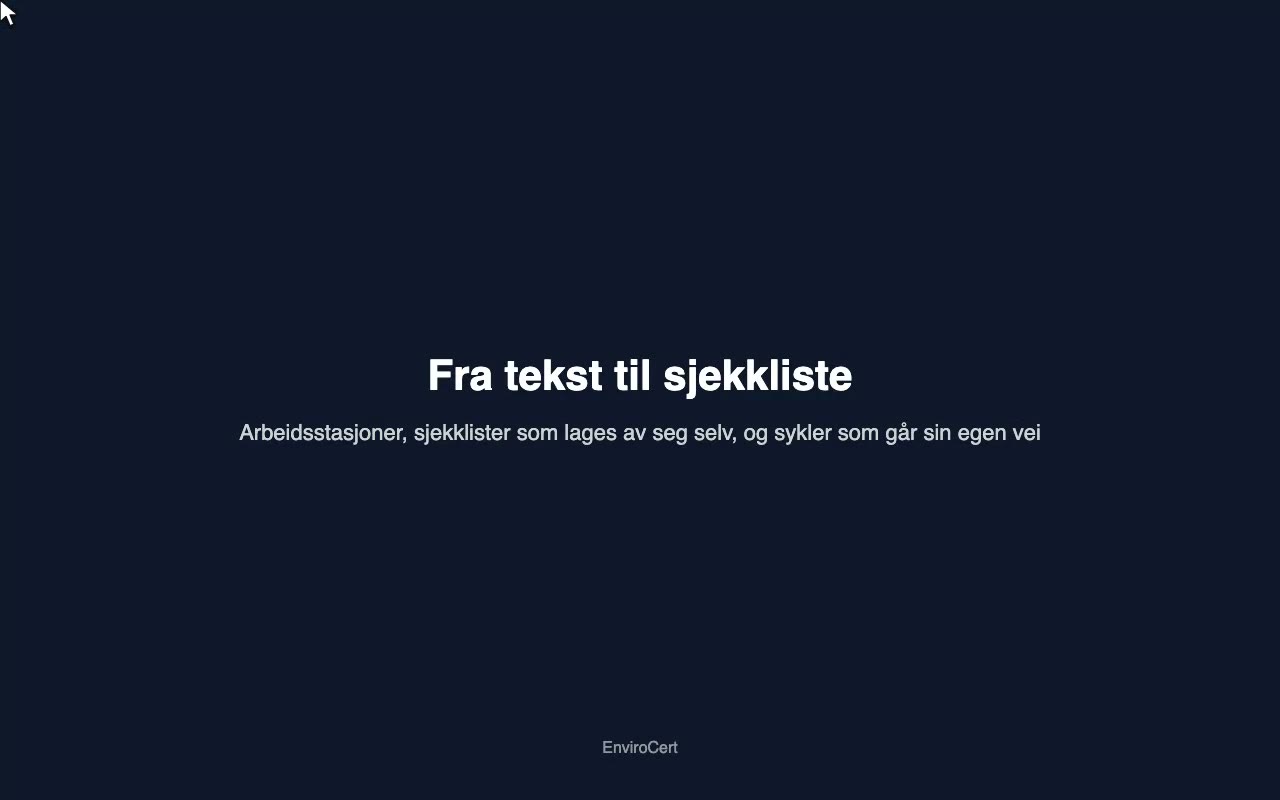 Fra tekst til sjekkliste: arbeidsstasjoner, AI-lagde sjekklister og sykler som går sin egen vei